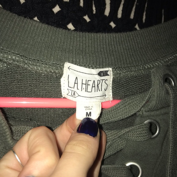 L.A. Hearts Lace-Up Sweatshirt - Picture 3 of 6
